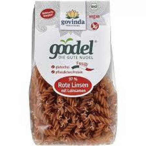 Fusilli din linte rosie, fara gluten, eco-bio, 250 g, Govinda