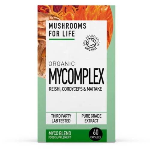 Organic Mycomplex  Reishi, Cordyceps si Maitake, 800 mg, 60 capsule, MushroomsForLife