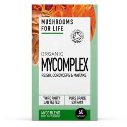Organic Mycomplex  Reishi, Cordyceps si Maitake, 800 mg, 60 capsule, MushroomsForLife
