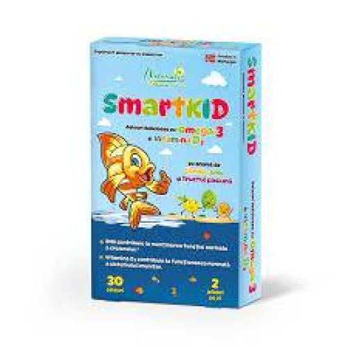 Smartkid cu Omega-3 si vitamina D, aroma fructul pasiunii, 30 jeleuri, Naturalis