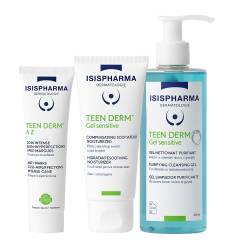 Pachet rutina completa Teen Derm – Gel Sensitive + Hydra + A.Z