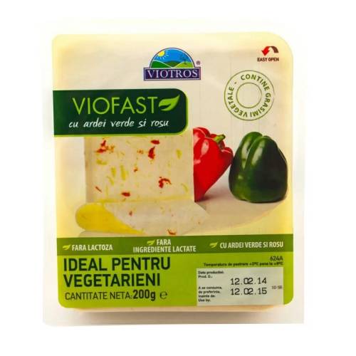 VIOFAST - Cascaval vegetal cu ardei, 200 g - Violife
