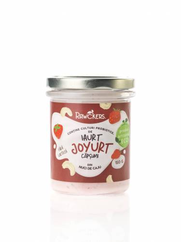 Iaurt din nuci caju cu capsuni - Joyurt, 150g, Rawckers