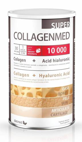 Collagenmed Super - colagen pulbere cu aroma de capsuni, 10000 mg, 450 g, Dietmed-Naturmil