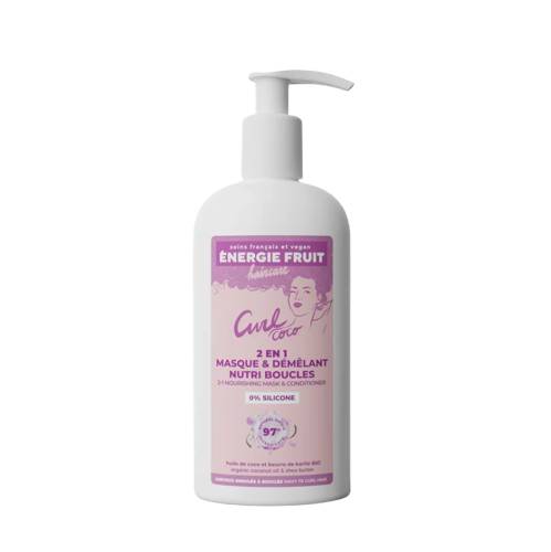 Masca balsam 2 in 1 pentru par ondulat sau cret cu Ulei de cocos organic si Unt de shea, 300ml, Energie Fruit