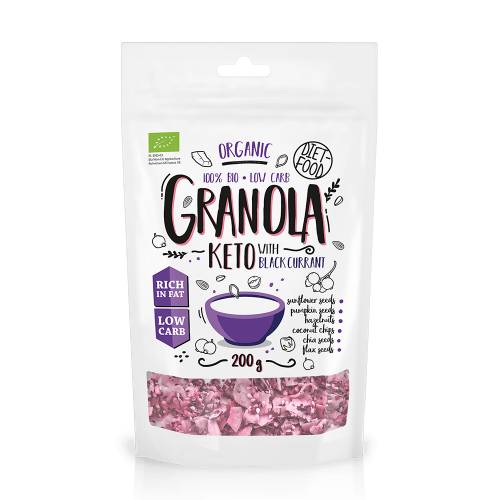 Keto Granola eco-bio cu coacaze negre 200g, Diet Food