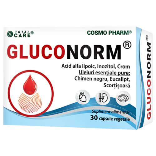 GLUCONORM - echilibrul glicemiei si protectie nervoasa, 30 capsule, Cosmo Pharm
