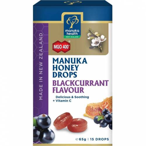 BOMBOANE CU MIERE DE MANUKA MGO 400, CU AROMA DE COACAZE, 65g, 15 bucati - Manuka Health NZ