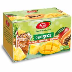 Ceai rece cu papaya, mango si ananas, 12 plicuri x 1,8g, Fares