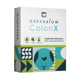 COLON X Prebiotic – 30 capsule gastrorezistente, detoxifiere si echilibrarea florei intestinale, Greenbiom