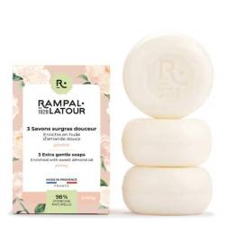 Cutie 3 sapunuri naturale, parfum de bujor, 375 g, RAMPAL LATOUR