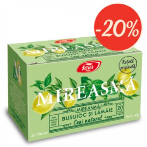 Mireasma, ceai cu busuioc si lamaie, 20plicuri - Fares