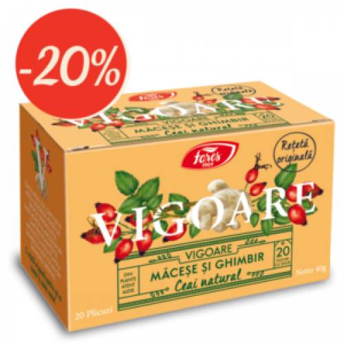 Vigoare, ceai de macese si ghimbir, 20plicuri - Fares