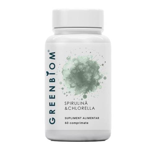 Spirulina & Chlorella – Super-alge pentru energie, detoxifiere si imunitate, 60 comprimate, Greenbiom