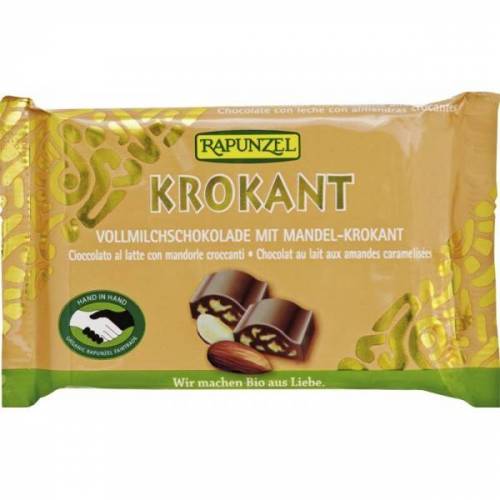 Ciocolata Cristallino cu migdale crocante, eco-bio, 100g - Rapunzel