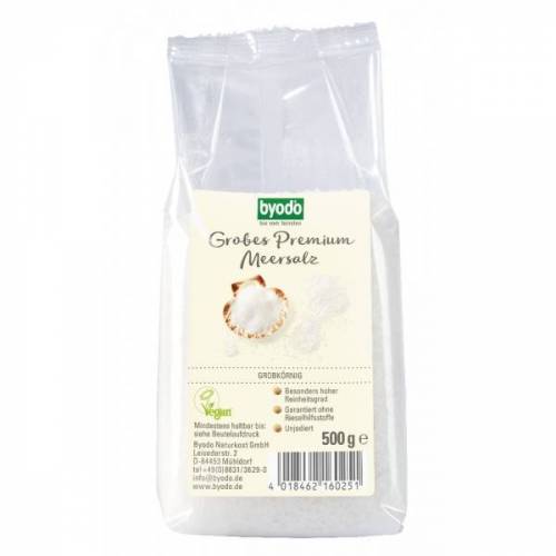 Sare de Atlantic neiodata grunjoasa, eco-bio, 500g - Byodo
