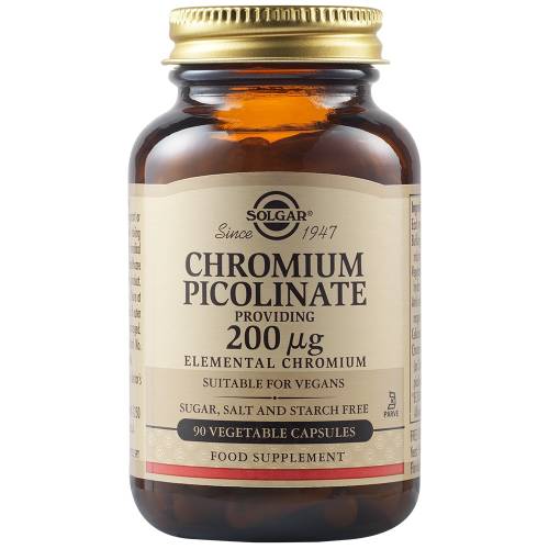 Picolinat de crom 200 mcg, 90 capsule vegetale, Solgar