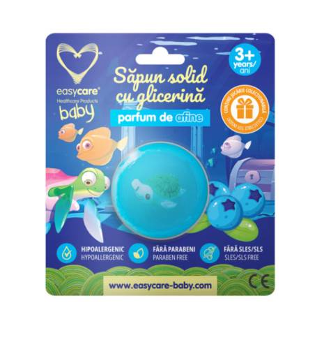 EasyCare Sapun solid cu glicerina si jucarie pentru copii parfum afine +3 ani 100g
