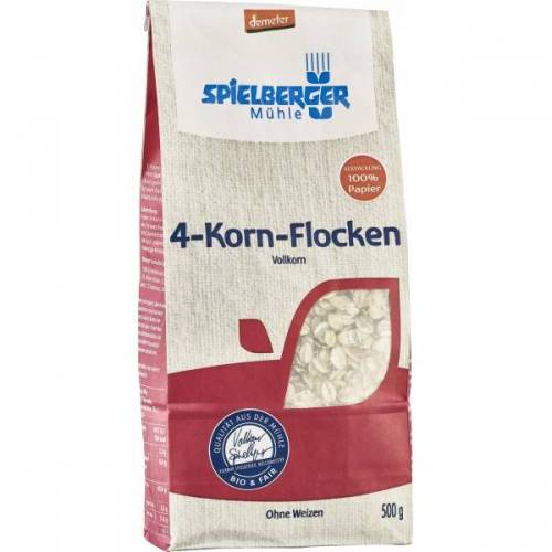 Fulgi bio din 4 cereale integrale, eco-bio, 500g - Spielberger