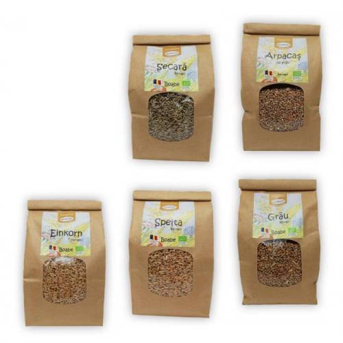 Sortiment 5 tipuri de cereale boabe, calitatea II, eco-bio, 3,75 kg, Biofarmland