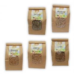 Sortiment 5 tipuri de cereale boabe calitatea I, eco-bio, 3,75 kg, Biofarmland