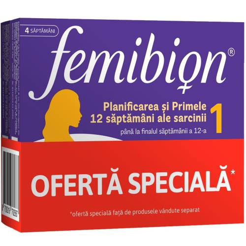 Pachet Femibion 1 Planificarea si Primele 12 Saptamani ale Sarcinii, 2x28 comprimate filmate