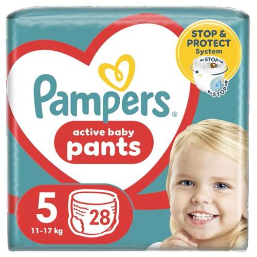 Scutece-chilotel Active Baby Pants Marimea 5  pentru 12-17kg, 28 bucati, Pampers