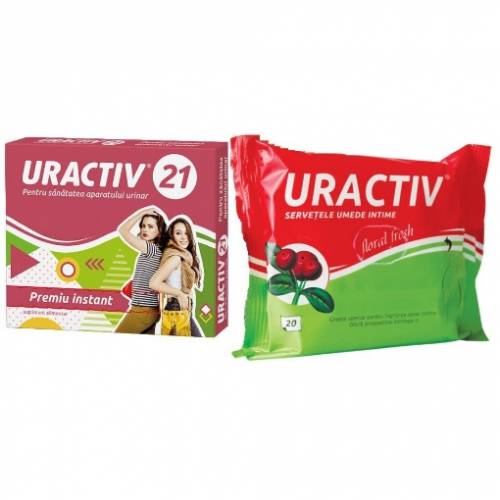 Uractiv 21 - 21 capsule ( pachet promo + Uractiv servetele umede) Terapia