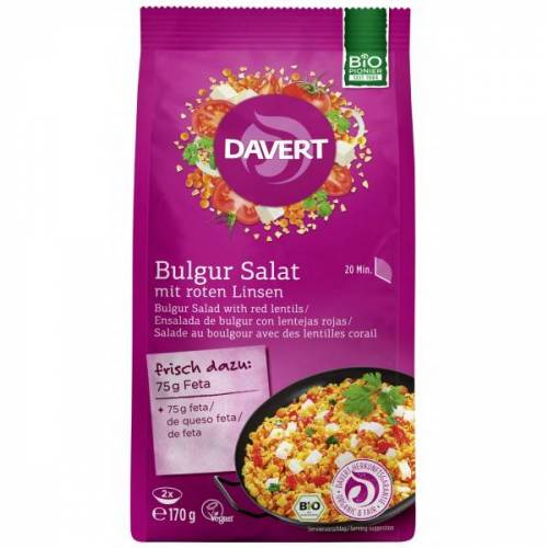 Salata de bulgur cu linte rosie, eco-bio, 170g - Davert