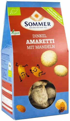 Biscuiti Amaretti din faina de grau spelta cu migdale, eco-bio, 125g - SOMMER