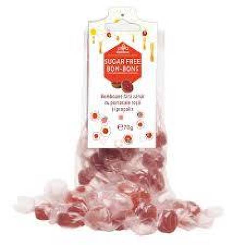 Bomboane cu propolis si portocale rosii, fara zahar, 70 g, Apidava