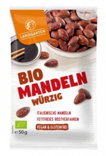 Migdale prajite in sos japonez tamari, fara zahar, eco-bio, 50g - Landgarten