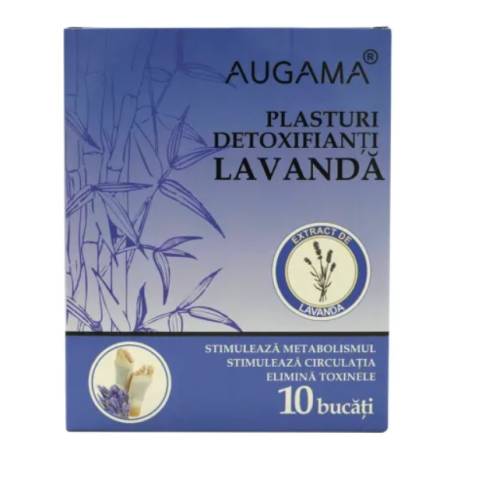 Augama Plasturi detoxifianti cu lavanda pentru talpi 10 cm x 12 cm 10 bucati