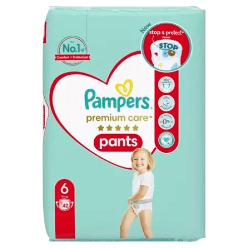 Scutece Premium Care Pants Nr.6 pentru 15+ kg, 42 bucati, Pampers