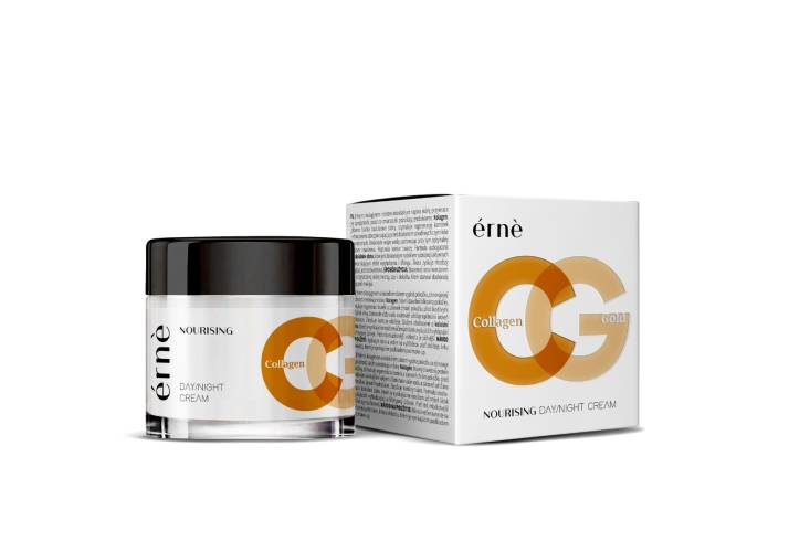 Crema zi/noapte tonifianta de fata cu Colagen si particule de aur 24K, 50g, Erne