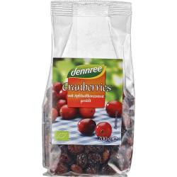 Merisoare confiate cu suc de mere, fara zahar. eco-bio 200g, Dennree