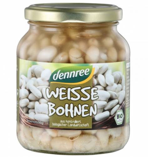 Fasole alba la borcan, 350g - Dennree