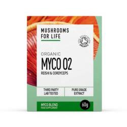 Organic Myco O2 Reishi si Cordyceps, 1000 mg, Pure Grade Extracts Powder, 60 g, MushroomsForLife