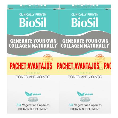 Pachet Colagen natural, 30 +30 capsule vegane, Biosil