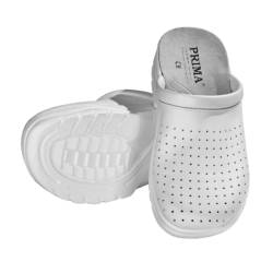 Saboti albi piele, perforati, talpa antiderapanta, marime 36