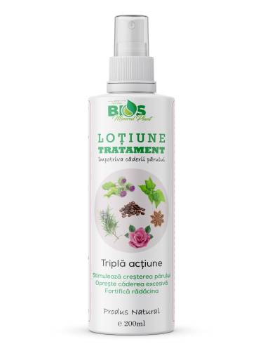 Lotiune tratament impotriva caderii parului tripla actiune, 200ml - Bios Mineral Plant