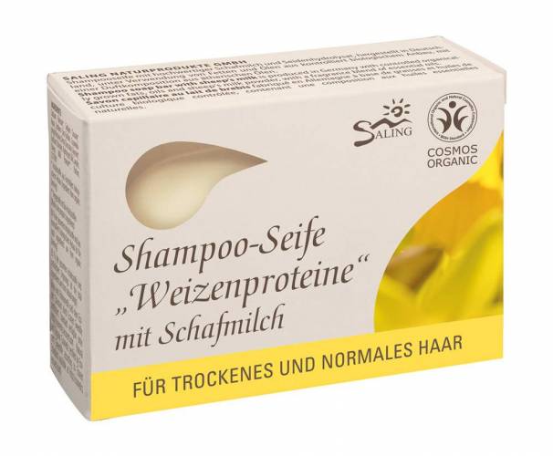 Sampon solid cu lapte de oaie si proteine din grau pentru par normal sau uscat, 125g - Saling Naturprodukte