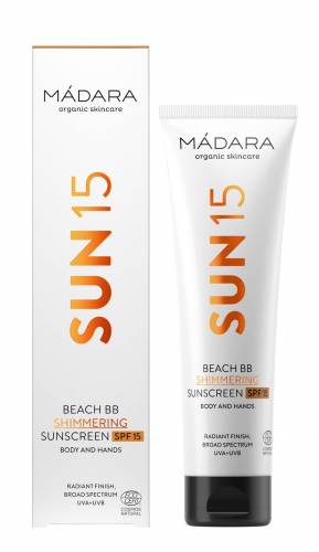 Crema de soare cu particule stralucitoare Spf15, Beach BB, 100ml - Madara