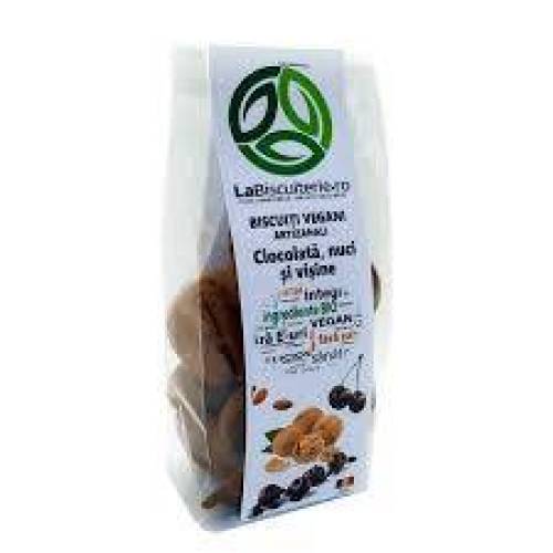 Biscuiti vegani cu Ciocolata, nuci si visine, fara zahar, 120 g, LaBiscuiterie