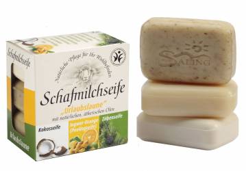Set cadou aer de vacanta, cu trei sapunuri cremoase cu lapte de oaie, 300g - Saling Naturprodukte