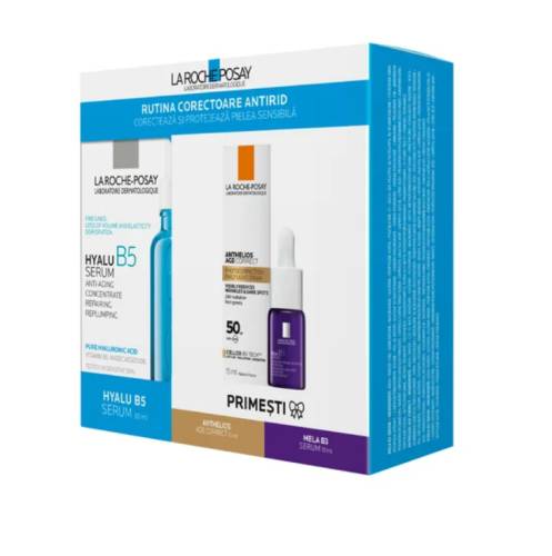 La Roche Posay Pachet B5 Serum 30 ml + Anthelios Age Correct SPF50 15 ml + Mela B3 Serum 10 ml