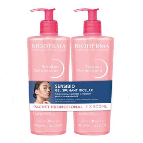 Pachet Gel Spumant Calmanta si Hidratant Sensibio 2x500 ml – Bioderma