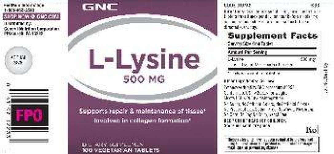 L-lysine 500 Mg, L-lizina, 100tb - Gnc