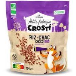 Cereale din orez expandat si ciocolata, pentru copii, eco-bio, 350 g, Crosti