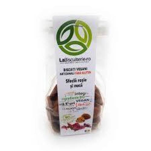 Biscuiti vegani cu Sfecla rosie si nuca, fara gluten, 140 g, LaBiscuiterie